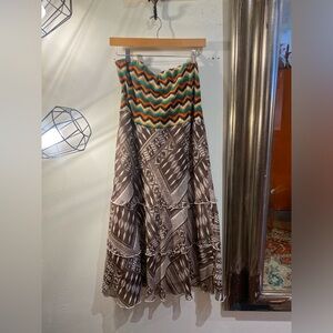 OOAK Upcycled Multicolor Strapless Maxi Dress